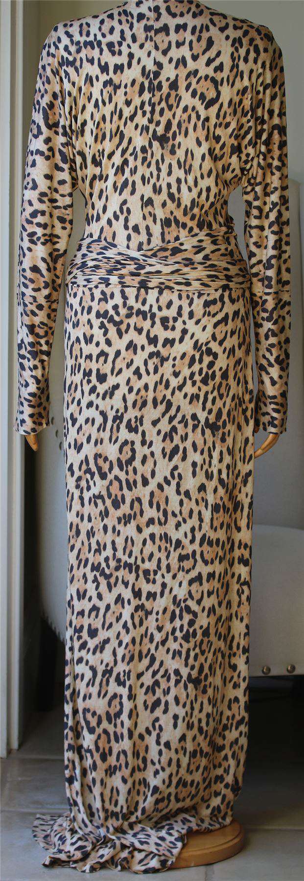 MELISSA ODABASH GARBO CHEETAH-PRINT WRAP MAXI DRESS MEDIUM - Image 4
