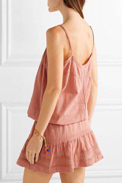 MELISSA ODABASH KAREN CROCHET-TRIMMED COTTON MINI DRESS SMALL - Image 3