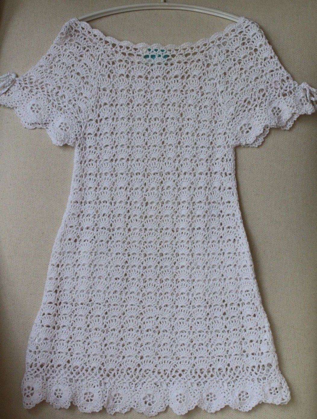MELISSA ODABASH KIDS GIRLS WHITE CROCHET DRESS 4 YEARS - Image 2