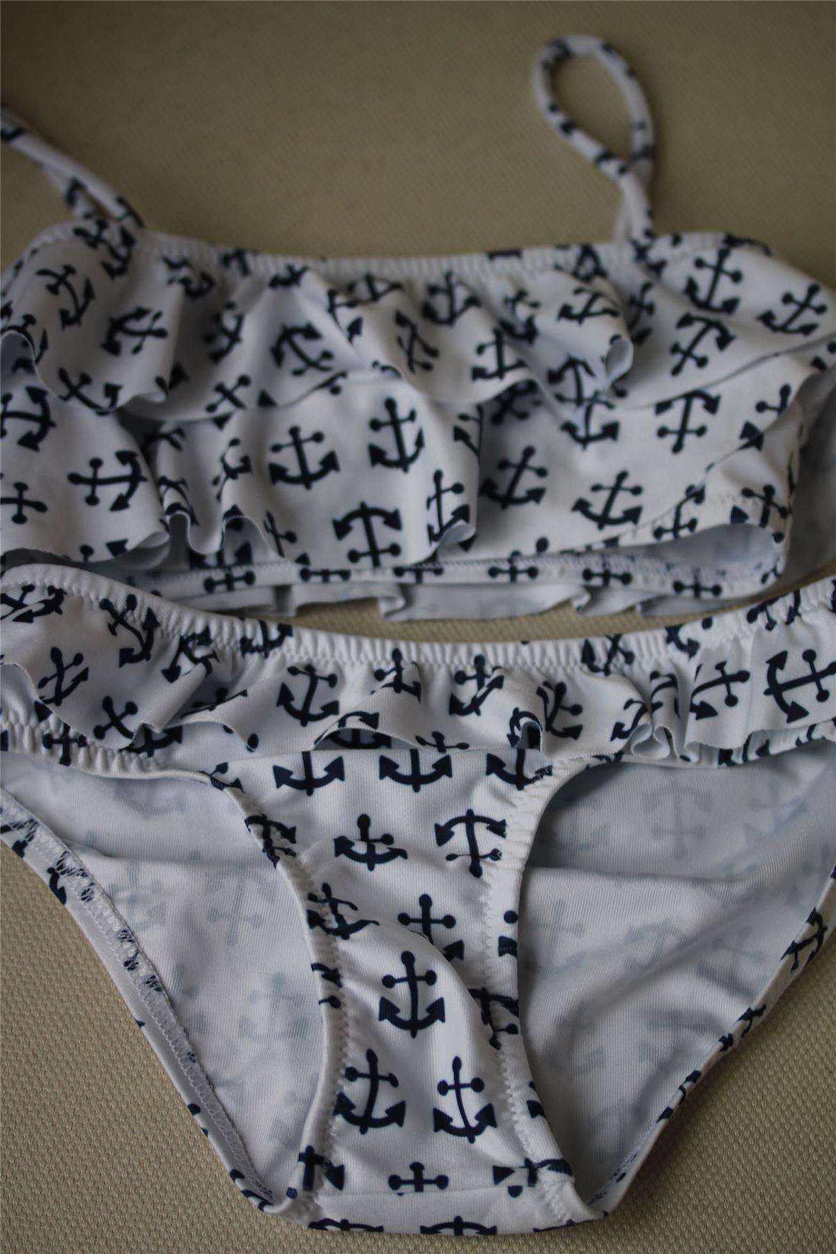 MELISSA ODABASH KIDS NAVY BLUE ANCHOR RUFFLE BIKINI 4 YEARS - Image 2