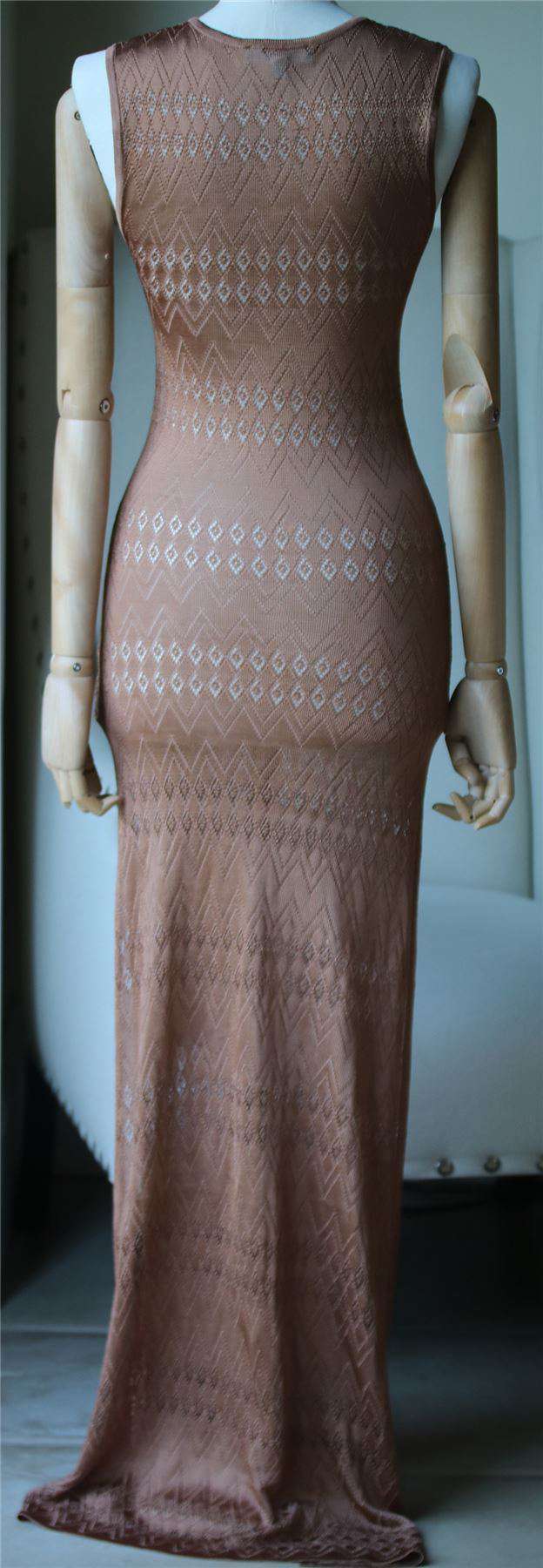 MELISSA ODABASH KOURTNEY LACE-UP POINTELLE-KNIT MAXI DRESS SMALL - Image 5