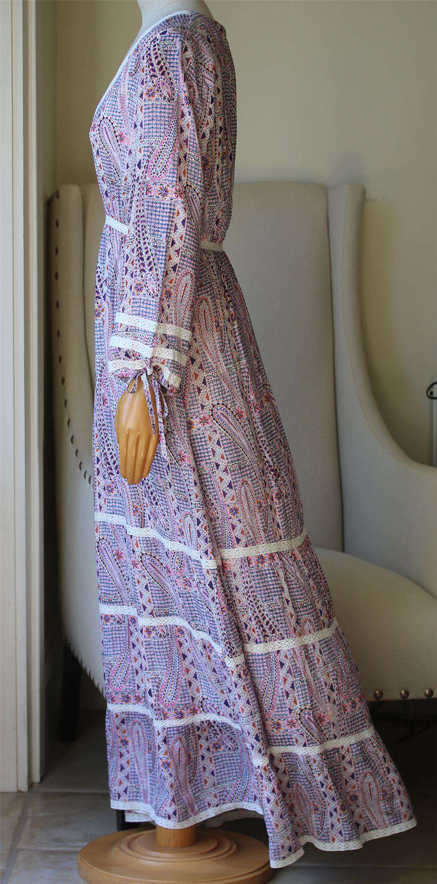 MELISSA ODABASH KRISTEN PAISLEY-PRINT LACE MAXI DRESS MEDIUM - Image 3