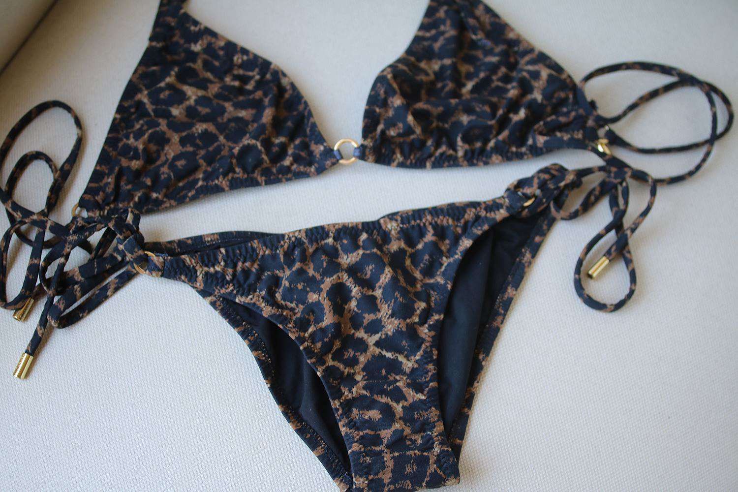MELISSA ODABASH MONTE CARLO CHEETAH PRINT TRIANGLE BIKINI UK 10/14 - Image 4