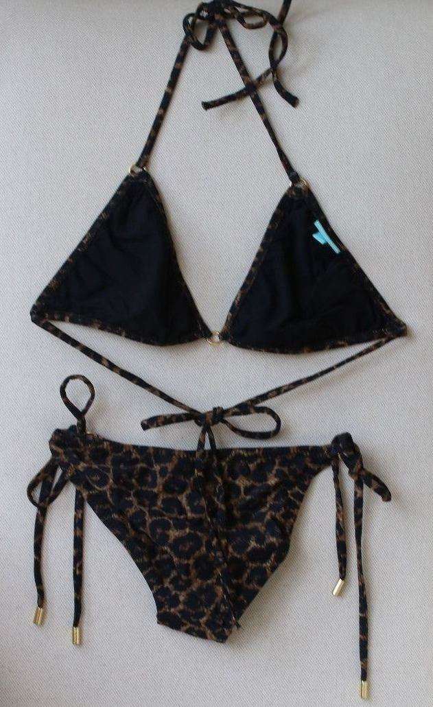 MELISSA ODABASH MONTE CARLO CHEETAH PRINT TRIANGLE BIKINI UK 10/UK 16 - Image 6