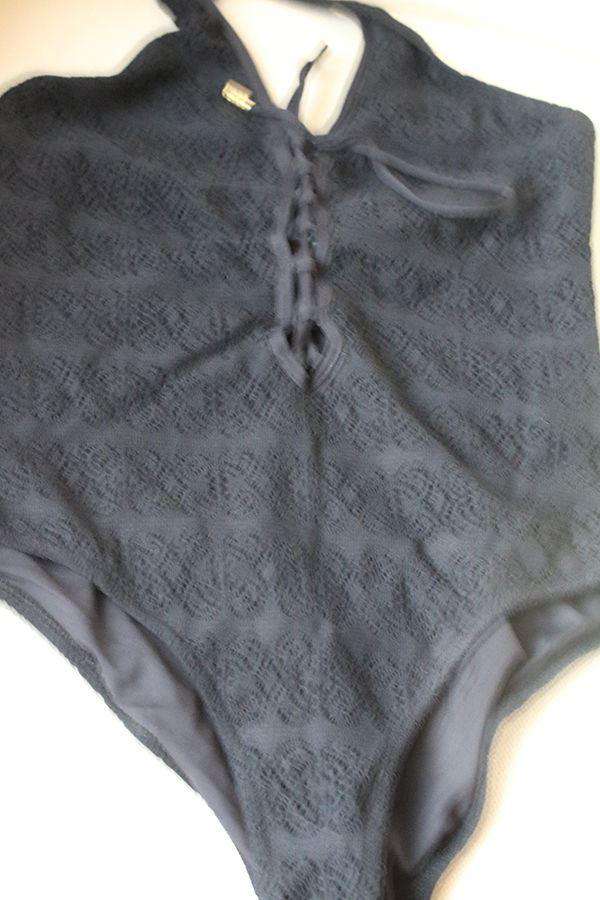 MELISSA ODABASH NAPLES BLACK  LACE-UP CROCHET ONE-PIECE SWIMSUIT UK 10 - Image 7