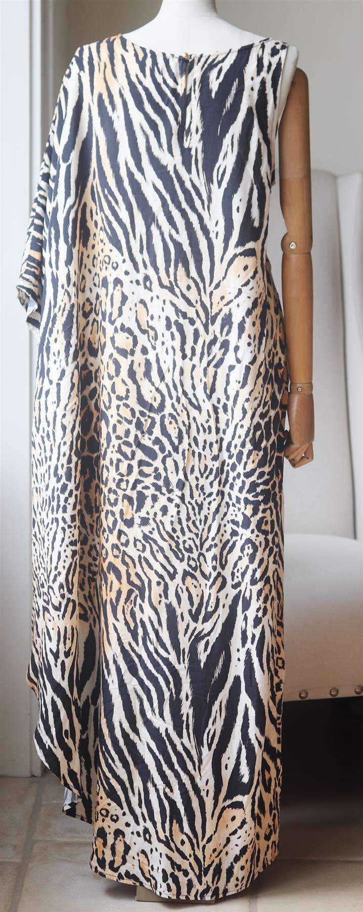 MELISSA ODABASH PAMELA ONE SLEEVE PRINTED VOILE KAFTAN LARGE - Image 4
