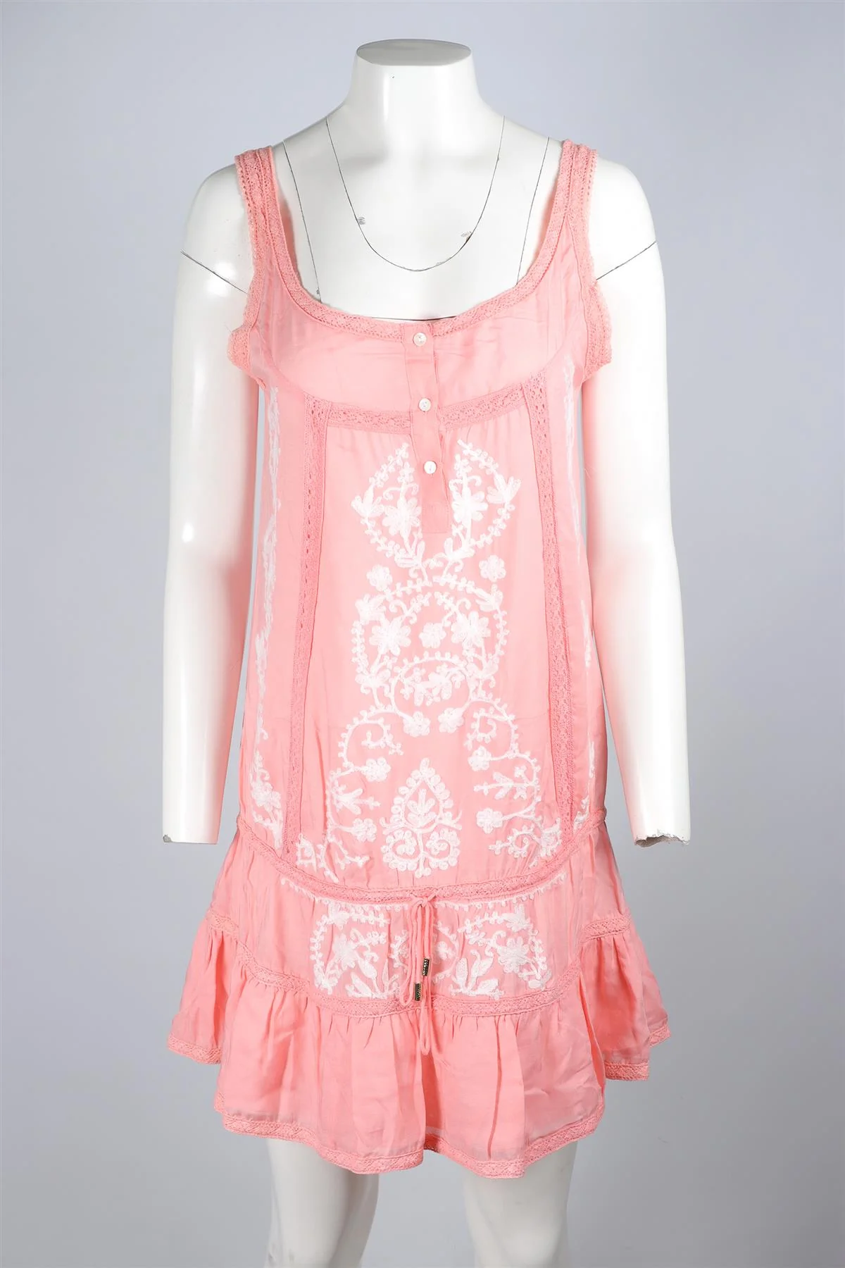 MELISSA ODABASH PINK VOILE MINI DRESS SMALL - Image 2