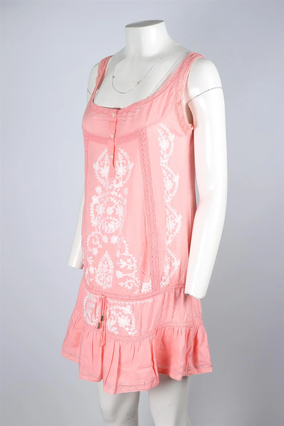 MELISSA ODABASH PINK VOILE MINI DRESS SMALL - Image 3