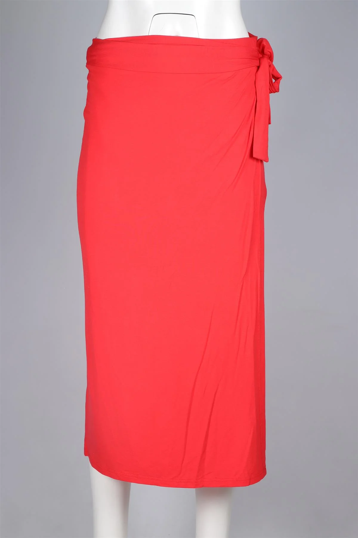 MELISSA ODABASH RED JERSEY MIDI SKIRT LARGE - Image 2