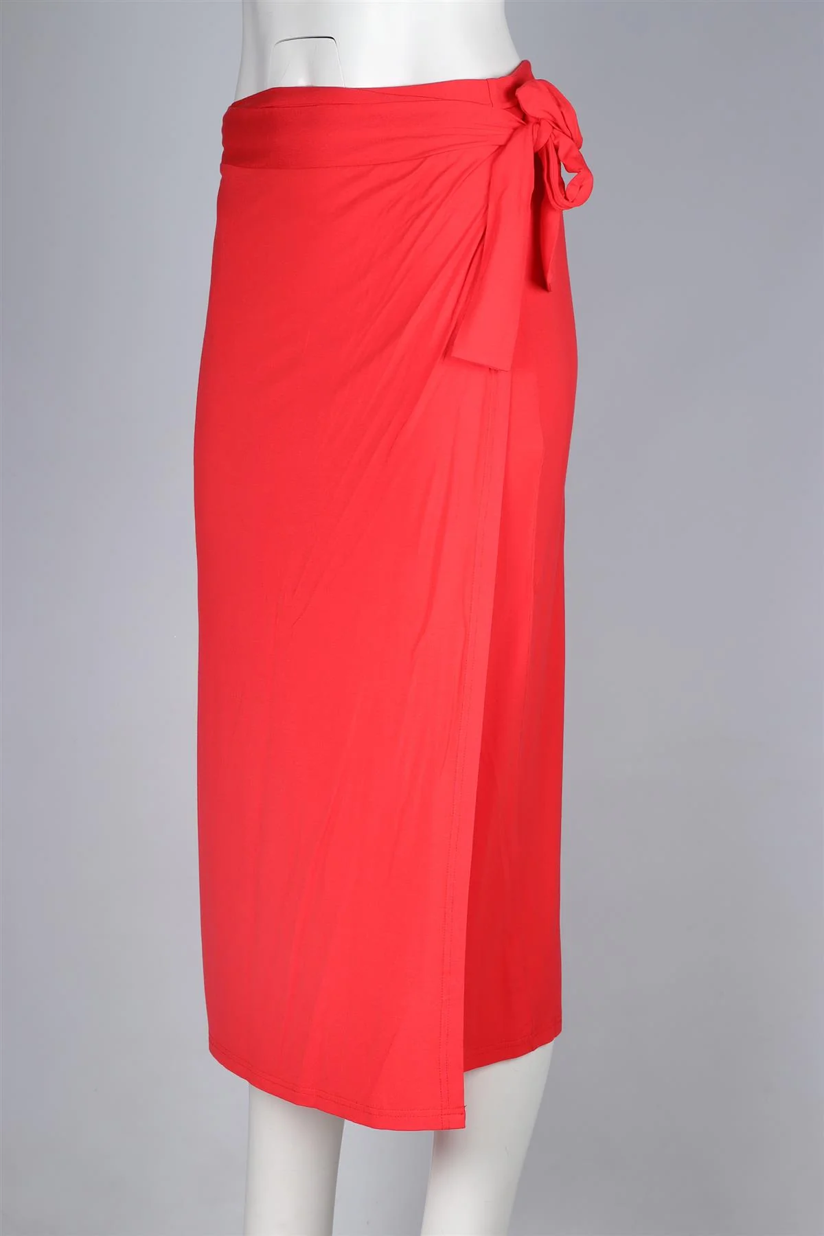 MELISSA ODABASH RED JERSEY MIDI SKIRT LARGE - Image 3