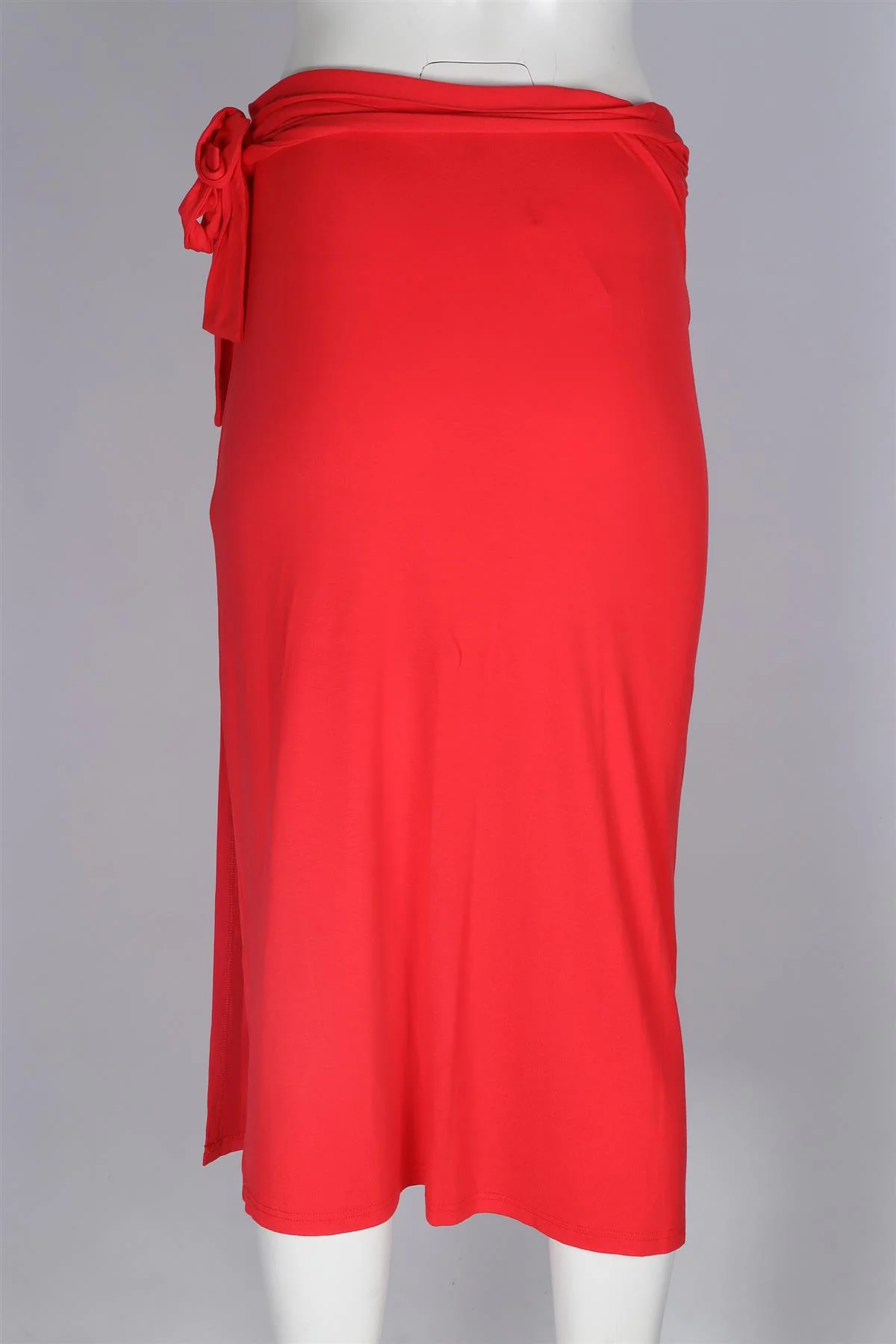 MELISSA ODABASH RED JERSEY MIDI SKIRT LARGE - Image 4