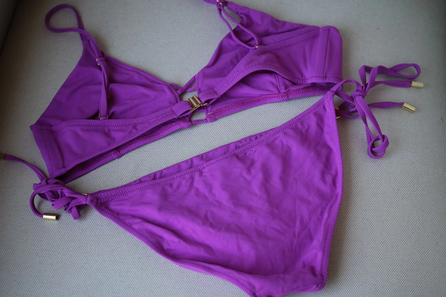 MELISSA ODABASH SARDINIA PURPLE TRIANGLE TOP AND KEY WEST BIKINI UK 10/14 - Image 3
