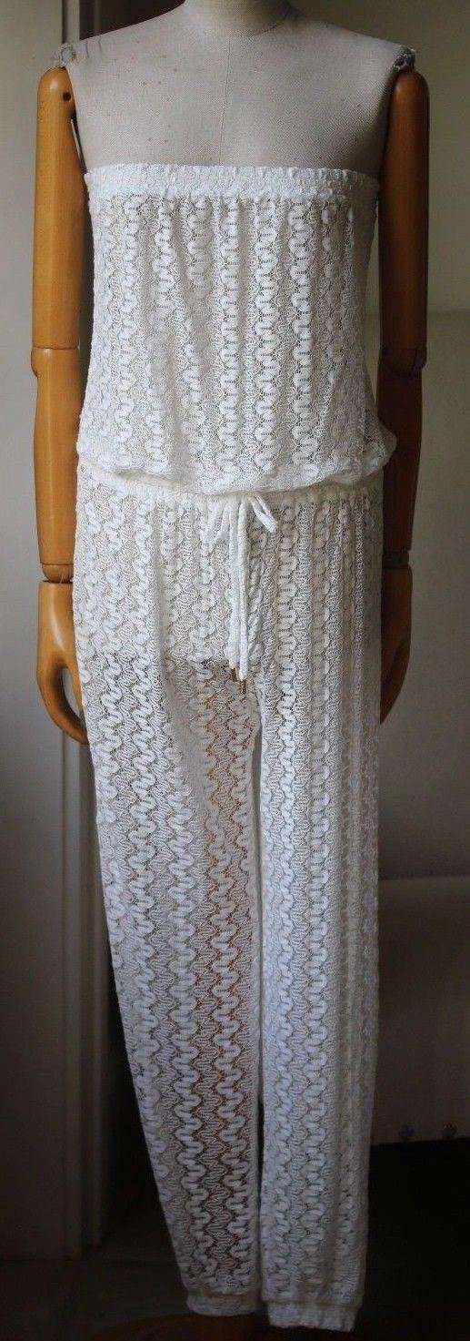 MELISSA ODABASH STELLA CROCHET-KNIT JUMPSUIT SMALL - Image 2