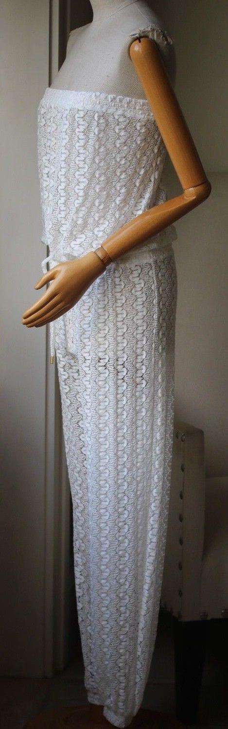 MELISSA ODABASH STELLA CROCHET-KNIT JUMPSUIT SMALL - Image 4