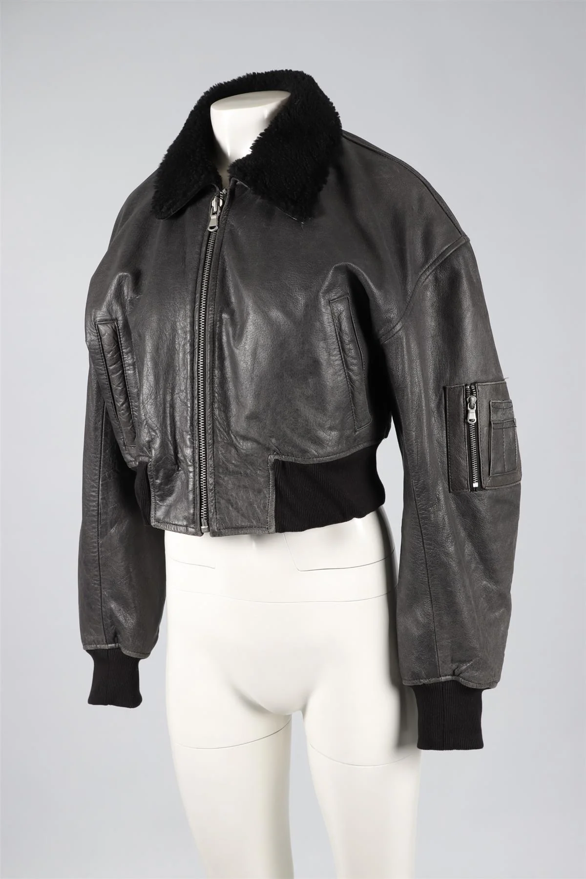 MEOTINE BLACK SHEARLING AND LEATHER JACKET XSMALL - SMALL - Image 3