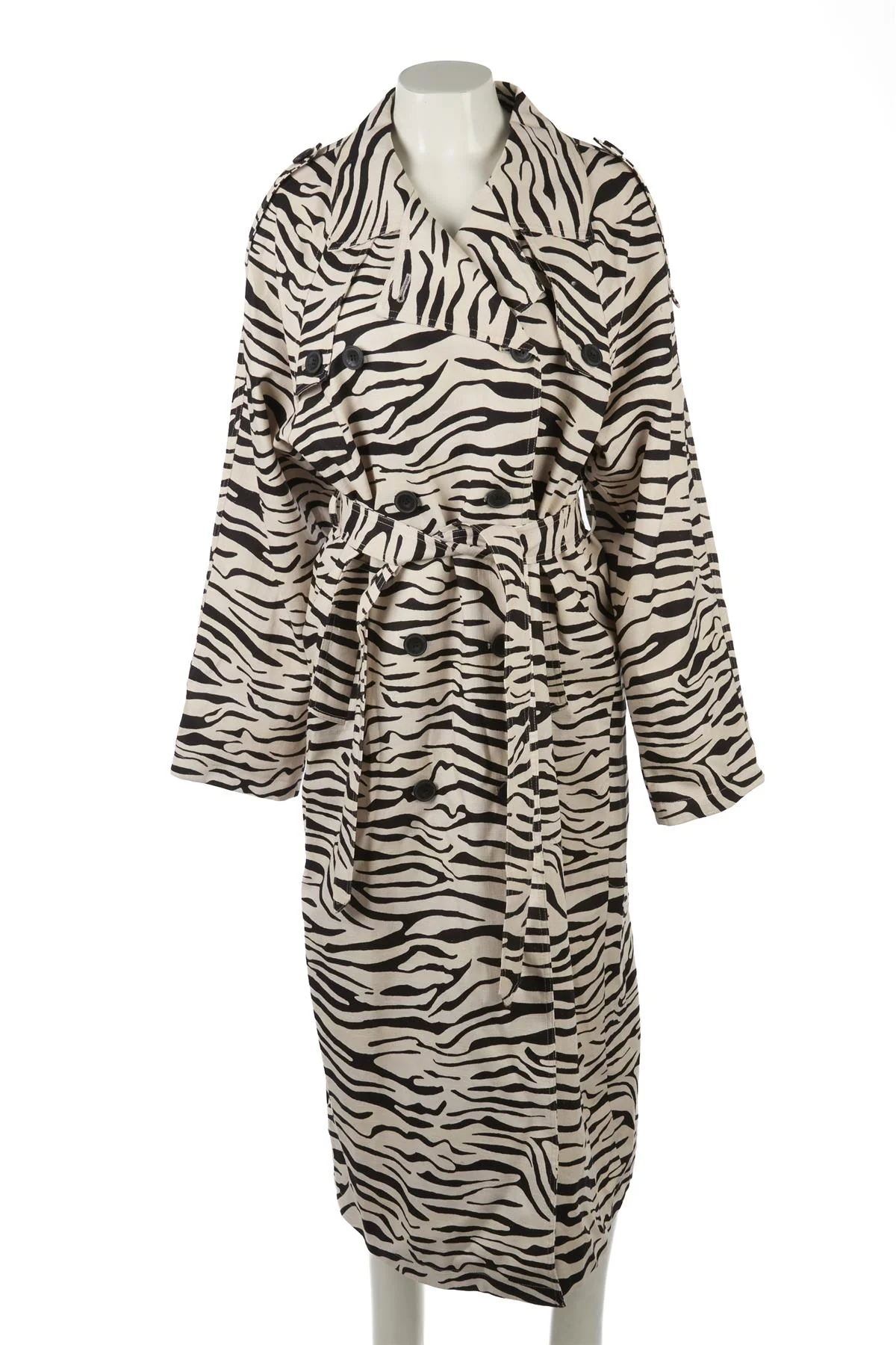 MEOTINE ECRU KIRA LINEN TRENCH COAT XSMALL - Image 2