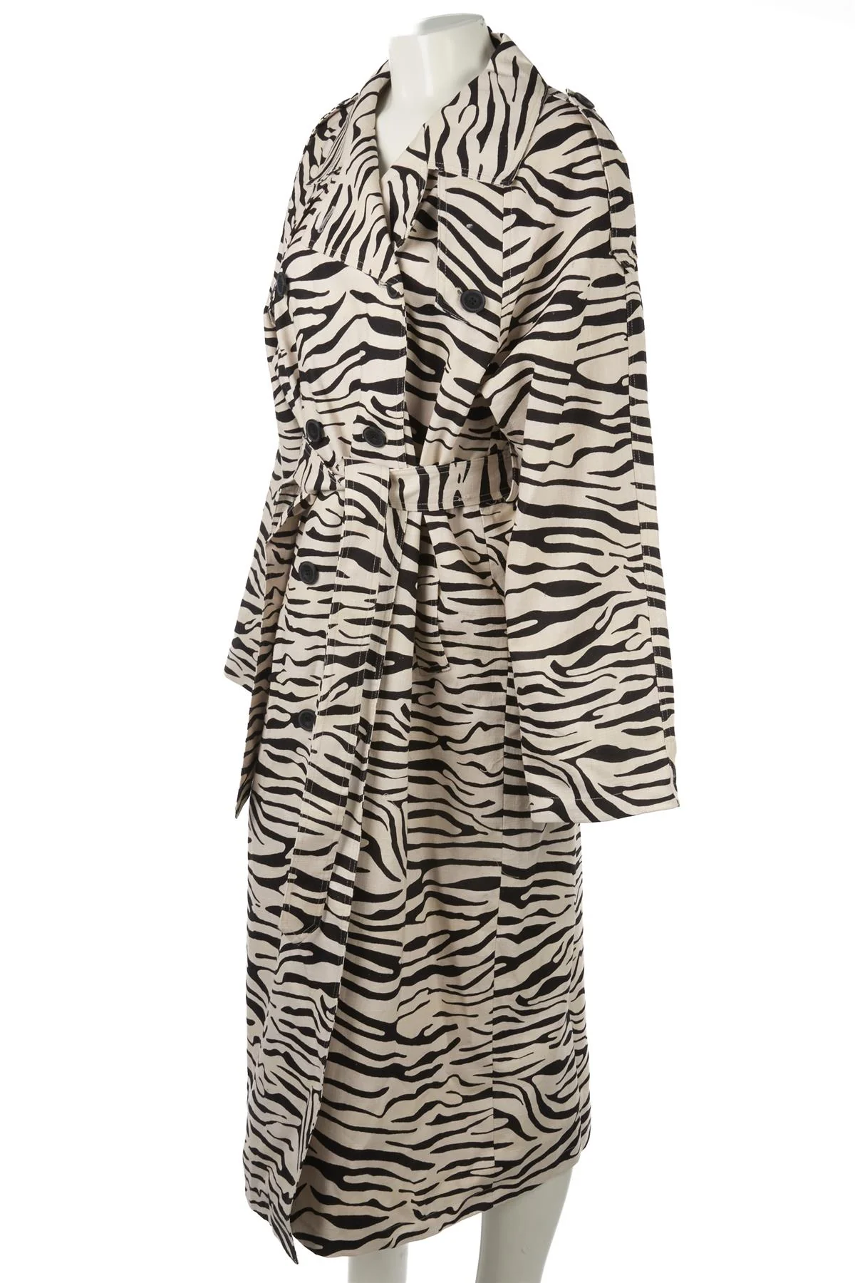 MEOTINE ECRU KIRA LINEN TRENCH COAT XSMALL - Image 3