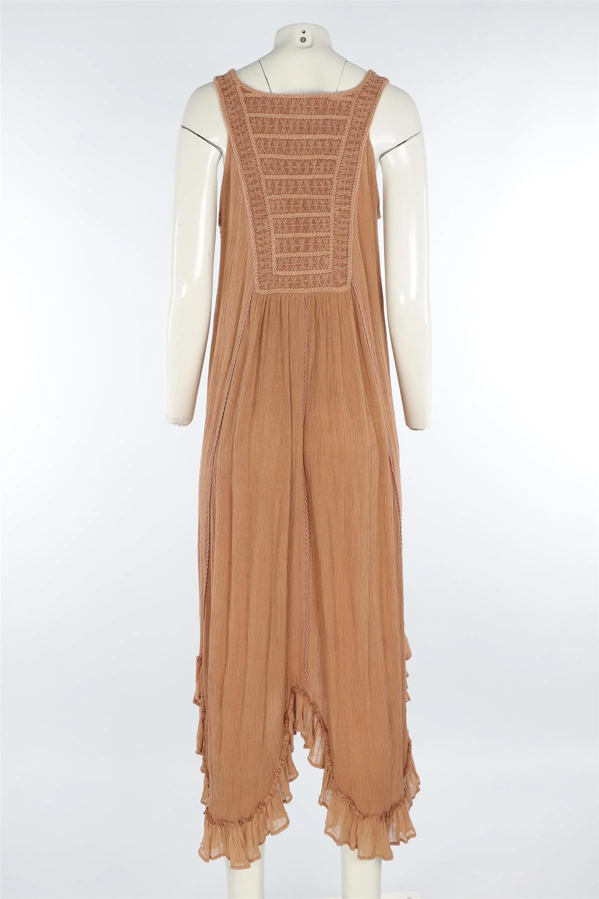 MES DEMOISELLES TAN COTTON MAXI DRESS FR 38 UK 10 - Image 4