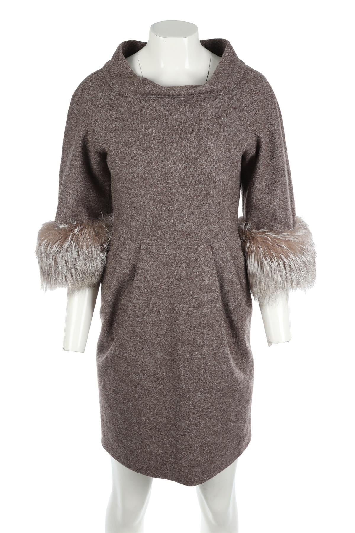 MICHAEL KORS BROWN WOOL DRESS US 4 UK 8 - Image 2