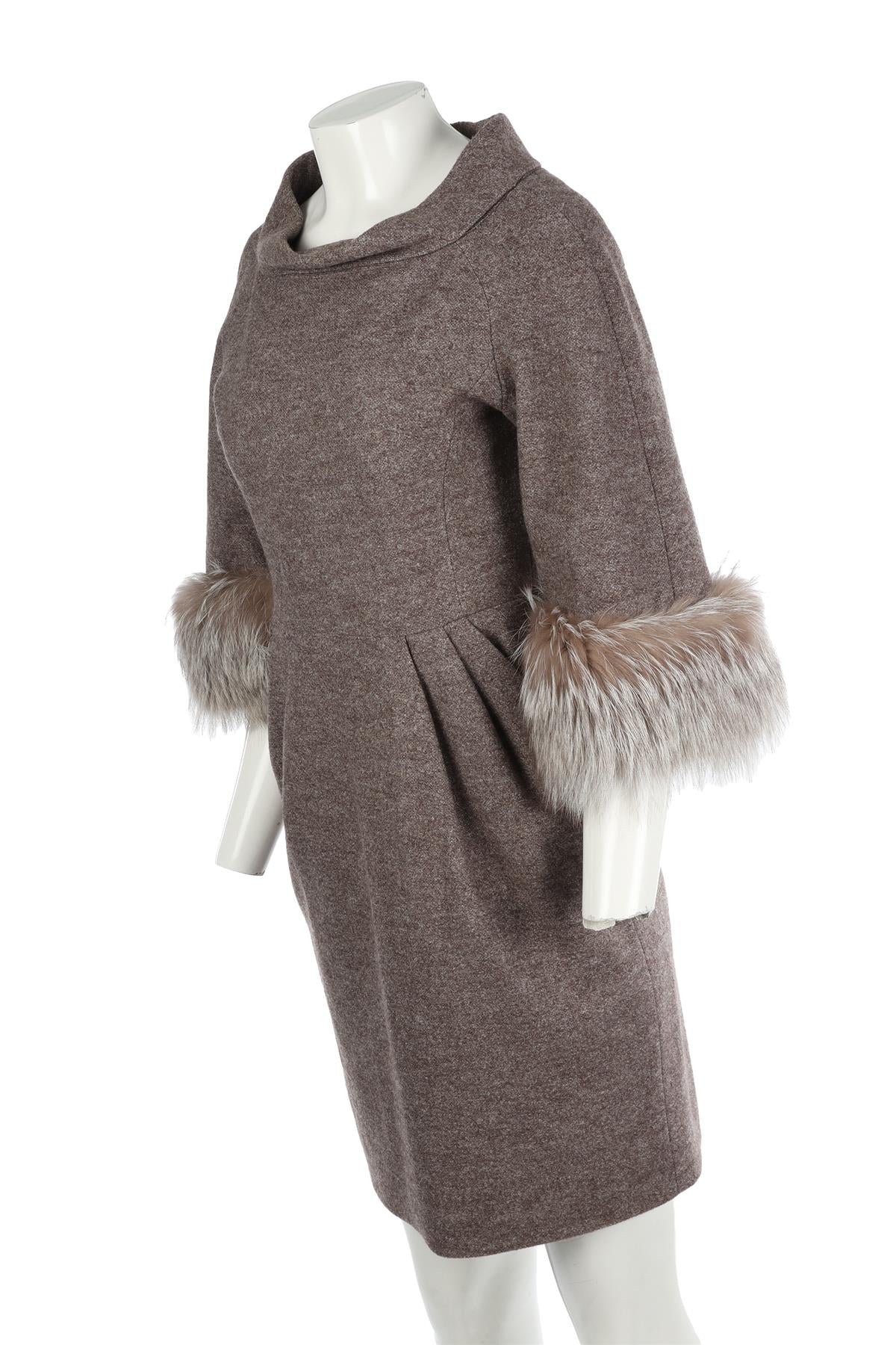 MICHAEL KORS BROWN WOOL DRESS US 4 UK 8 - Image 3