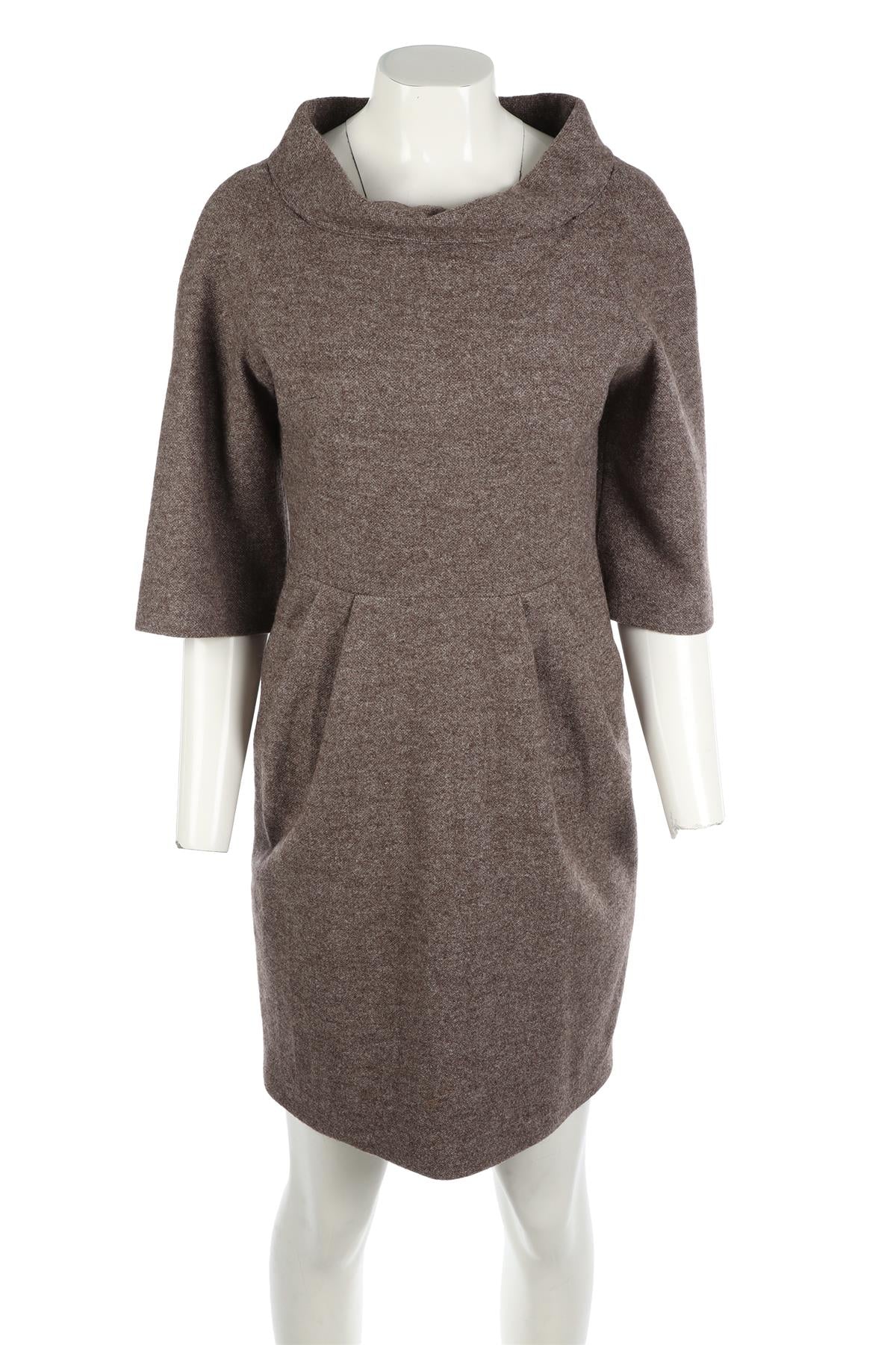 MICHAEL KORS BROWN WOOL DRESS US 4 UK 8 - Image 2
