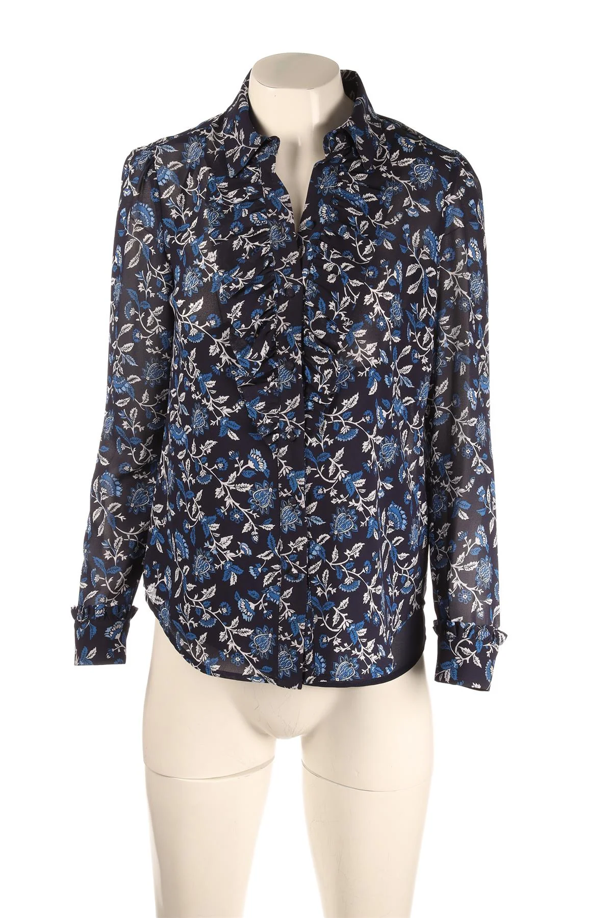 MICHAEL KORS COLLECT BLUE CREPE SHIRT SMALL - Image 2