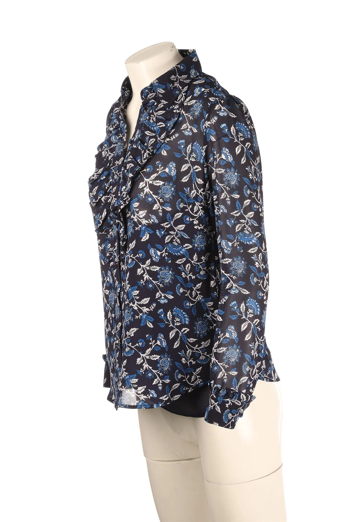 MICHAEL KORS COLLECT BLUE CREPE SHIRT SMALL - Image 3