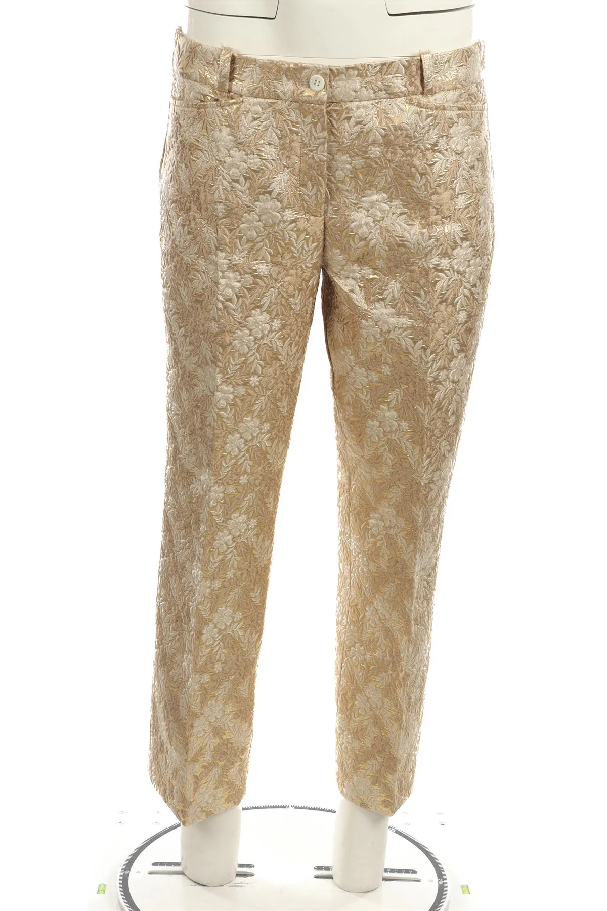 MICHAEL KORS COLLECTION GOLD JACQUARD STRAIGHT LEG PANTS IT 42 UK 10 - Image 2