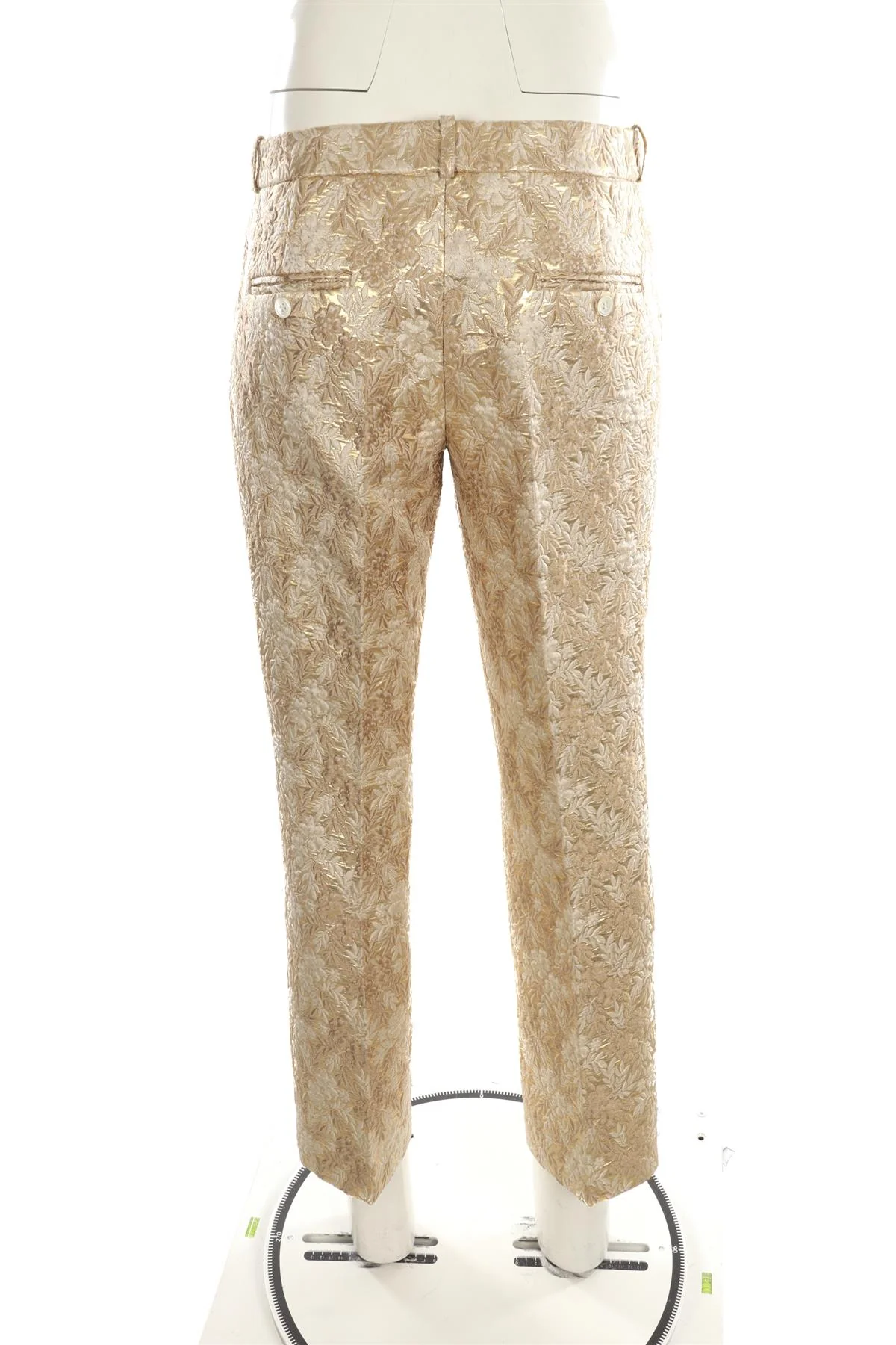 MICHAEL KORS COLLECTION GOLD JACQUARD STRAIGHT LEG PANTS IT 42 UK 10 - Image 4