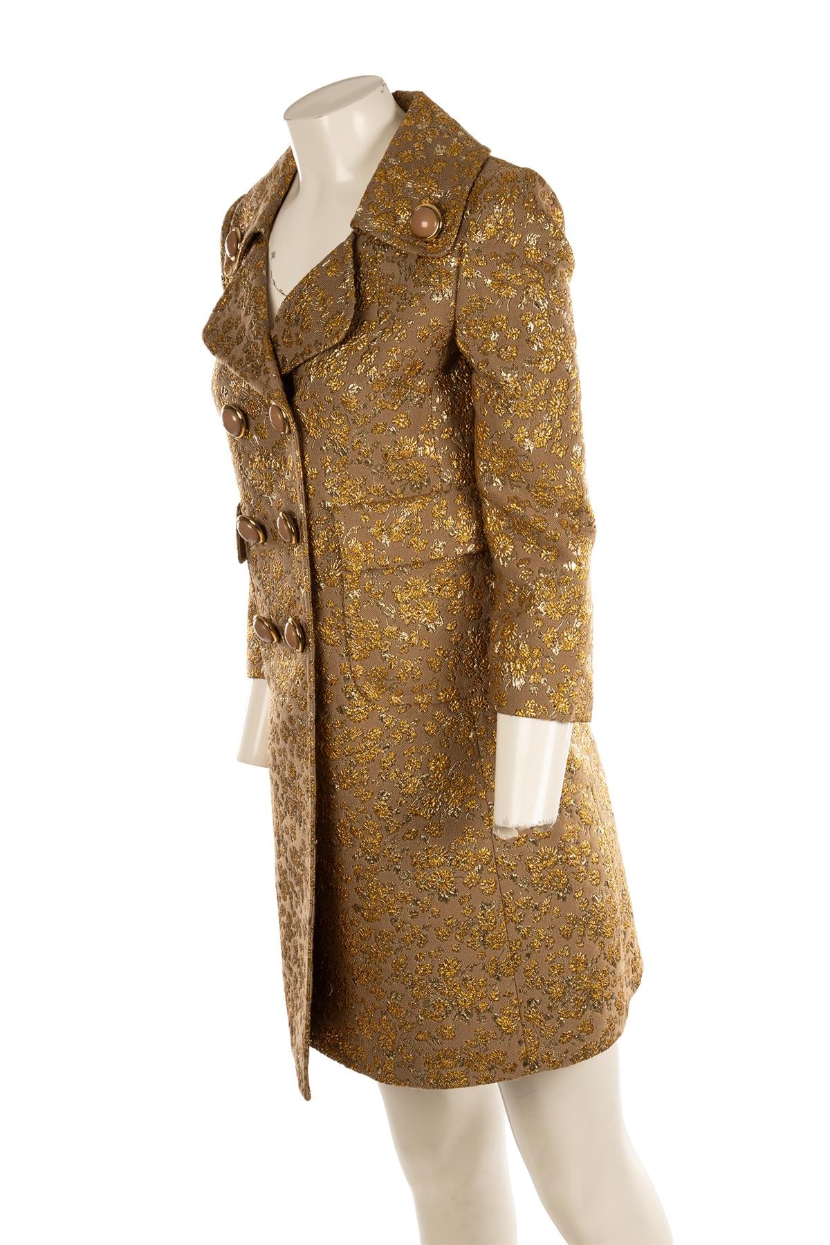 MICHAEL KORS COLLECTION GOLD WOOL COAT US 2 UK 6 - Image 3