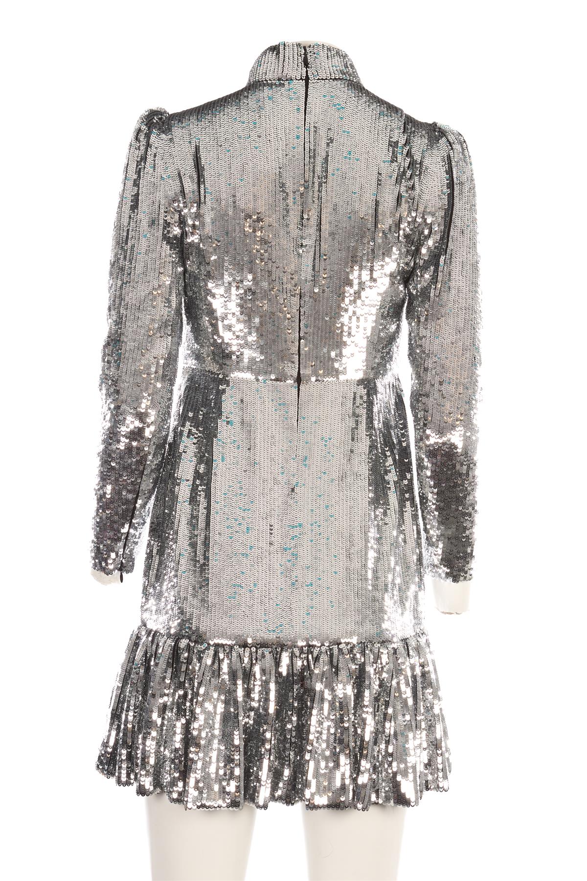 MICHAEL MICHAEL KORS SILVER SEQUIN MINI DRESS US 2 UK 6 - Image 4