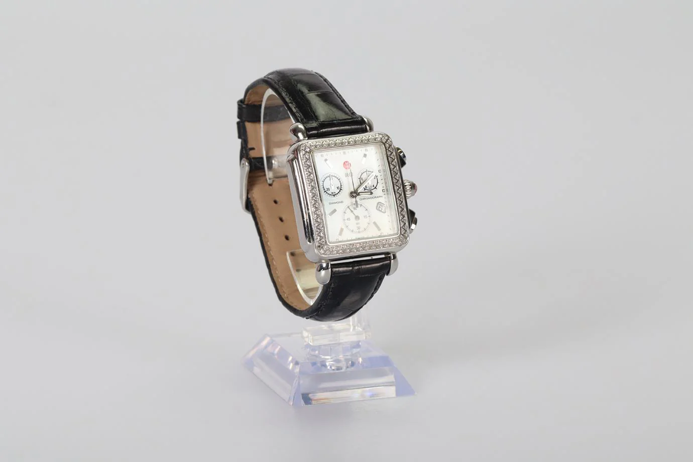 MICHELE DECO 71-6000 STAINLESS STEEL AND LEATHER WRIST WATCH - Image 2