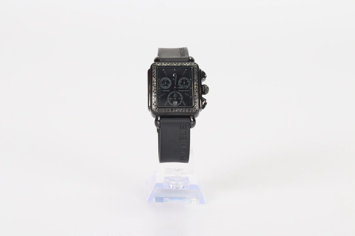 MICHELE DECO NOIR 33 MM STAINLESS STEEL AND RUBBER WRIST WATCH - Image 3