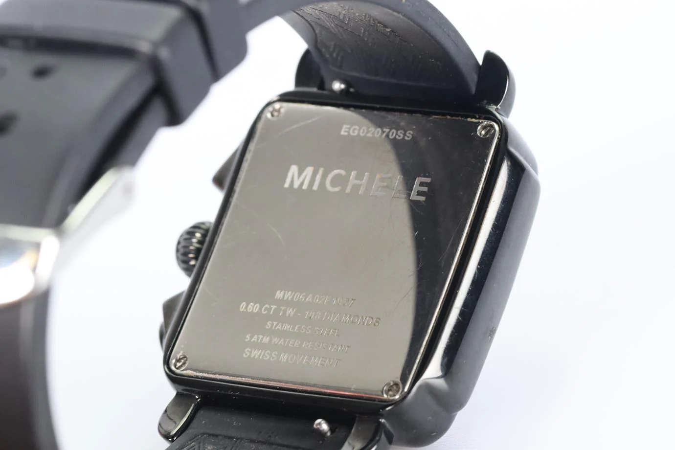 MICHELE DECO NOIR 33 MM STAINLESS STEEL AND RUBBER WRIST WATCH - Image 8