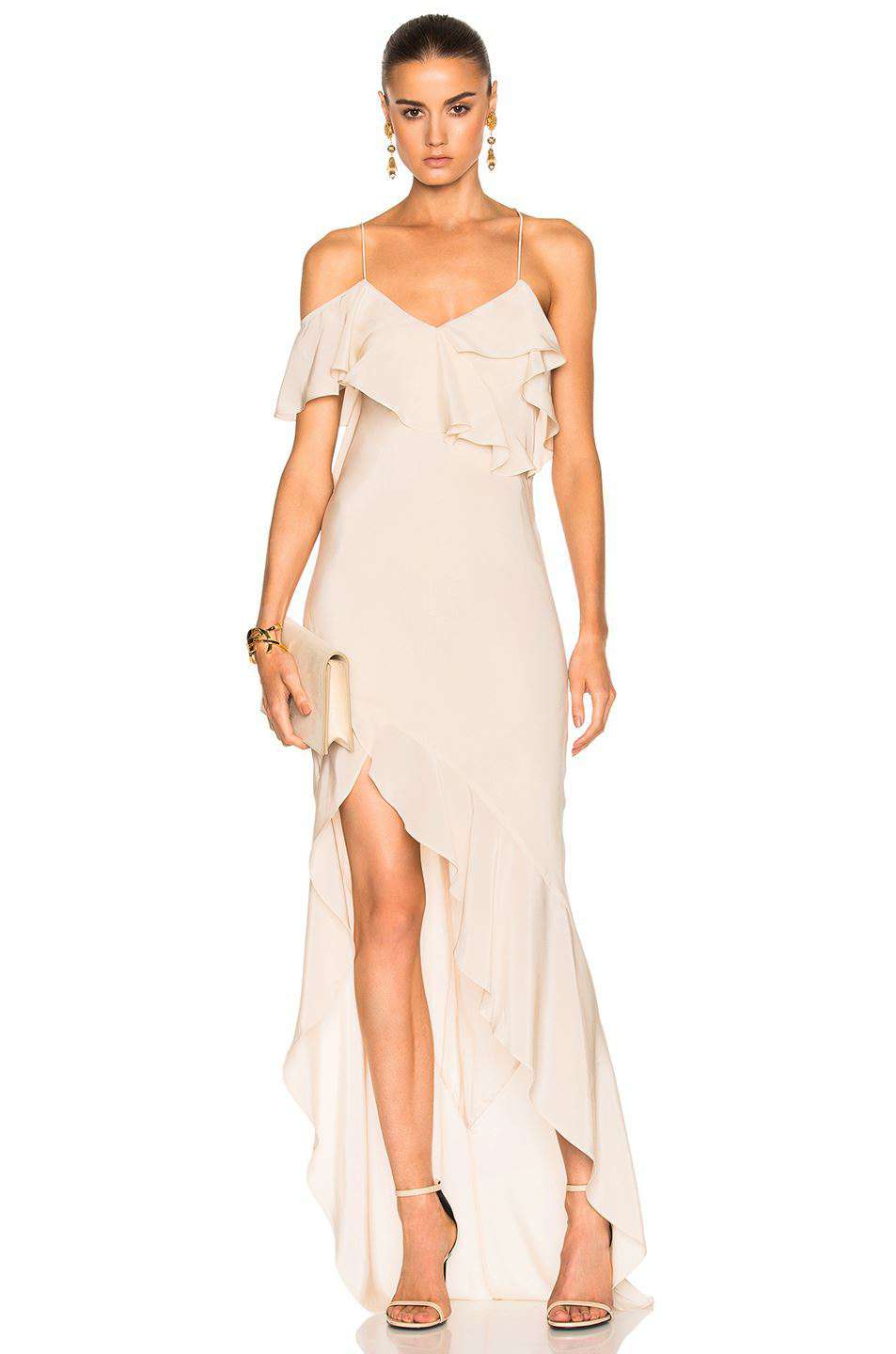 MICHELLE MASON ASYMMETRICAL RUFFLE GOWN US 0 UK 4 - Image 2