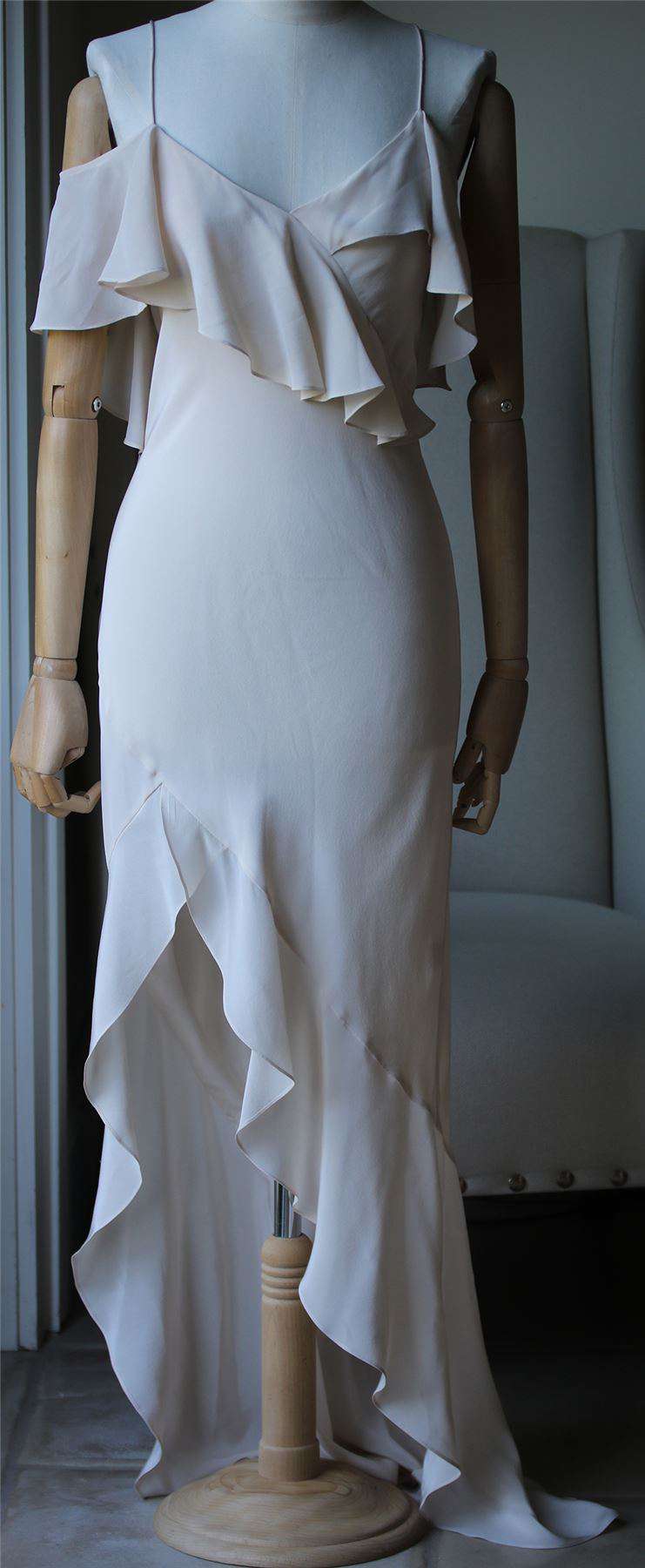 MICHELLE MASON ASYMMETRICAL RUFFLE GOWN US 0 UK 4 - Image 3