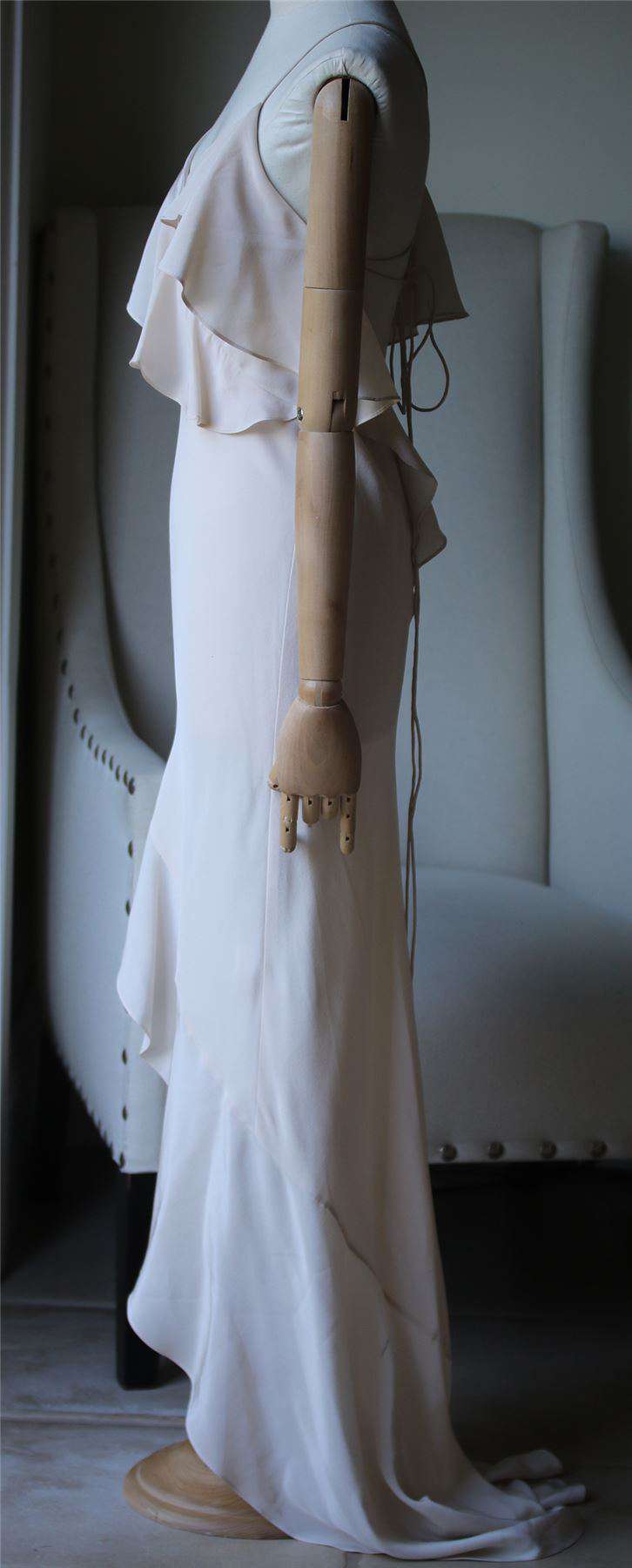 MICHELLE MASON ASYMMETRICAL RUFFLE GOWN US 0 UK 4 - Image 4