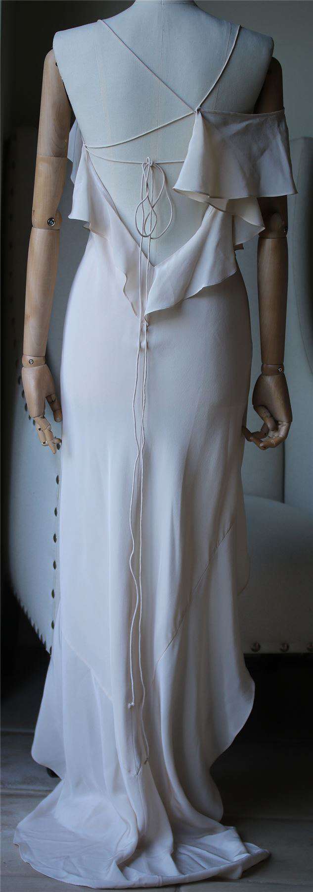 MICHELLE MASON ASYMMETRICAL RUFFLE GOWN US 0 UK 4 - Image 5