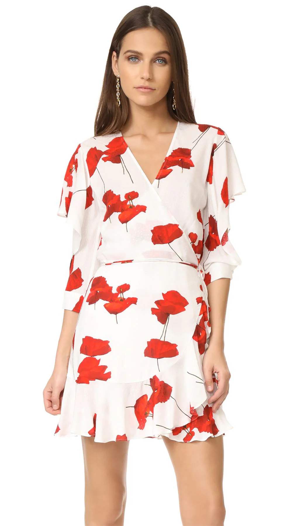 MICHELLE MASON FLUTTER SLEEVE WRAP MINI DRESS US 6 UK 10 - Image 7
