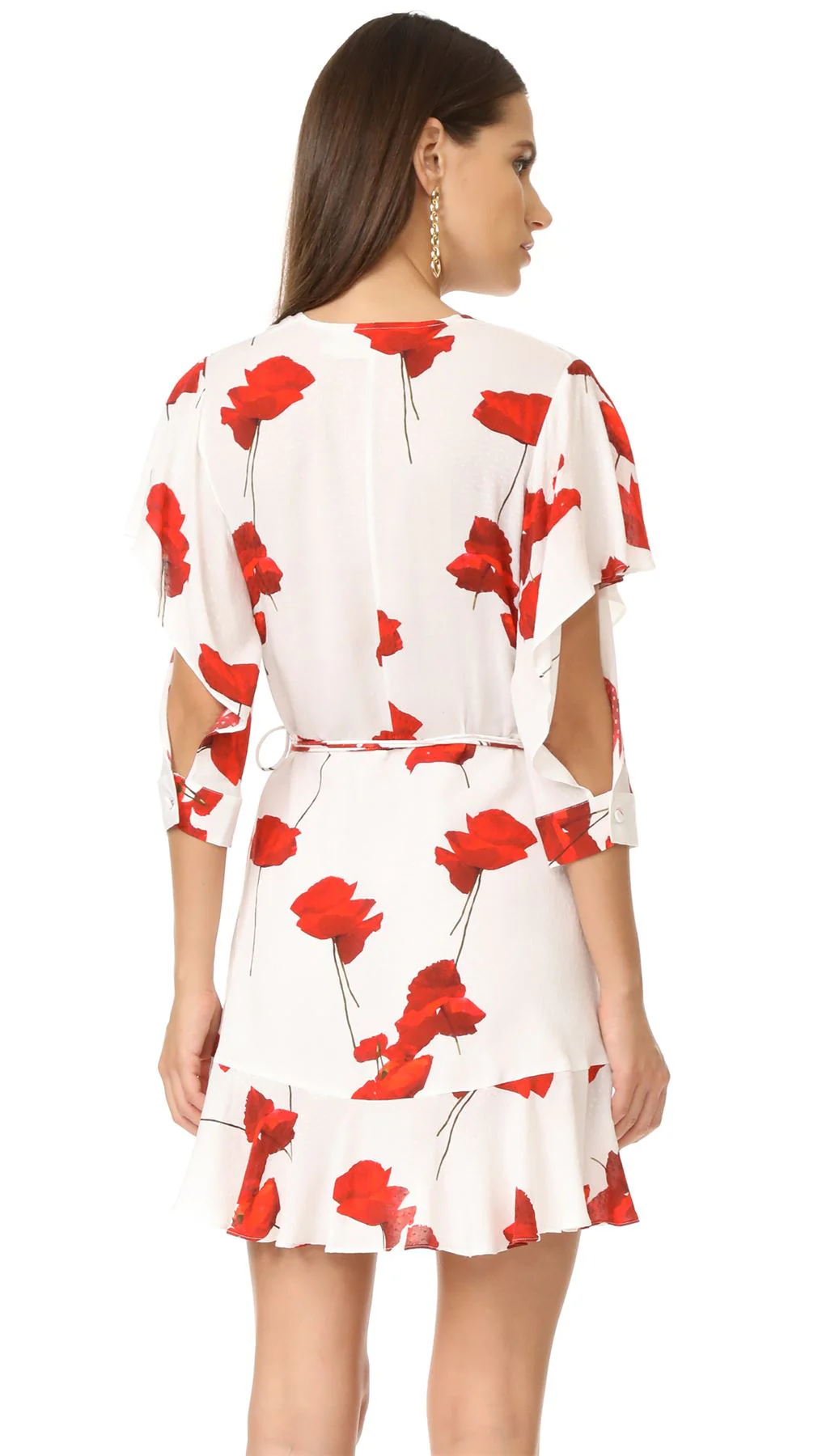 MICHELLE MASON FLUTTER SLEEVE WRAP MINI DRESS US 6 UK 10 - Image 8