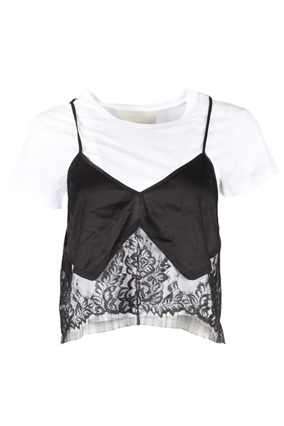 MICHELLE MASON LACE AND COTTON T-SHIRT SMALL
