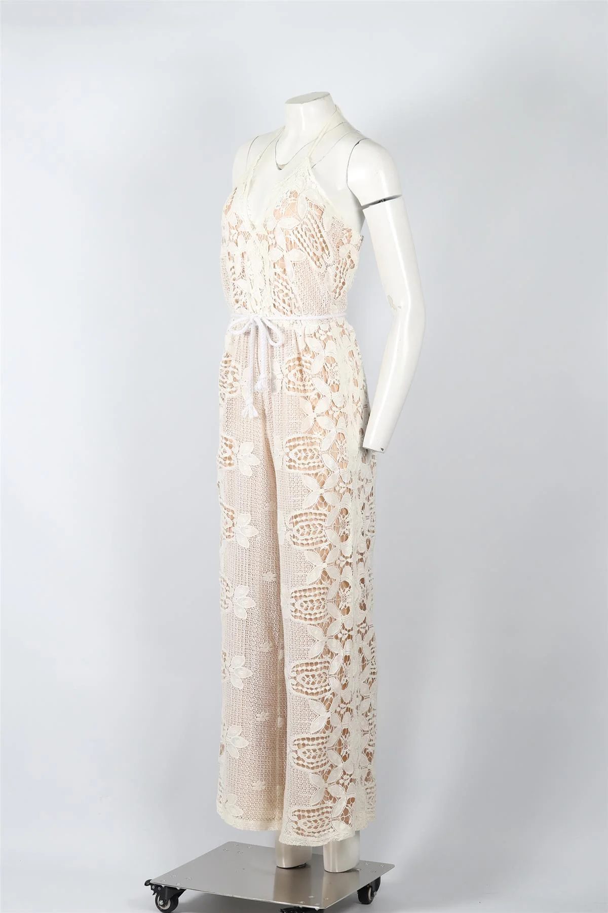MIGUELINA HALTERNECK CROCHET JUMPSUIT SMALL - Image 3