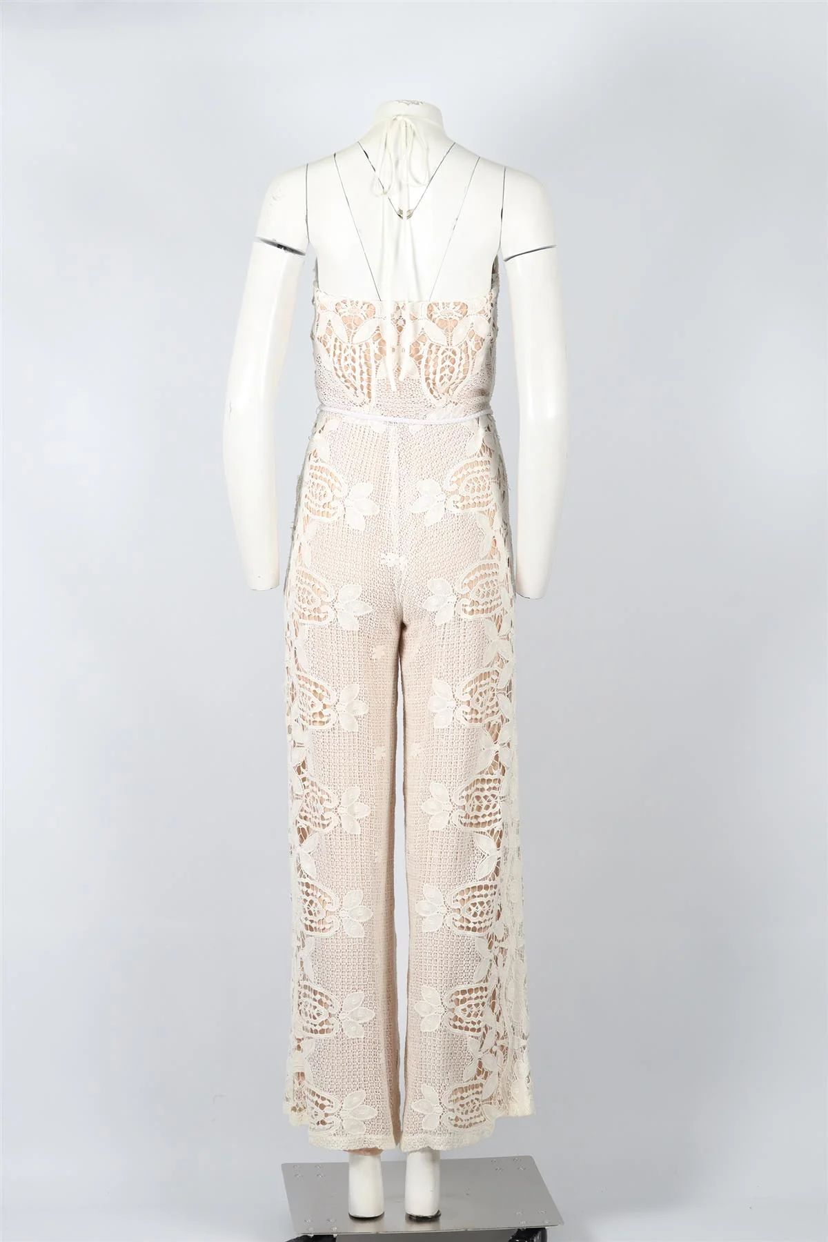 MIGUELINA HALTERNECK CROCHET JUMPSUIT SMALL - Image 4