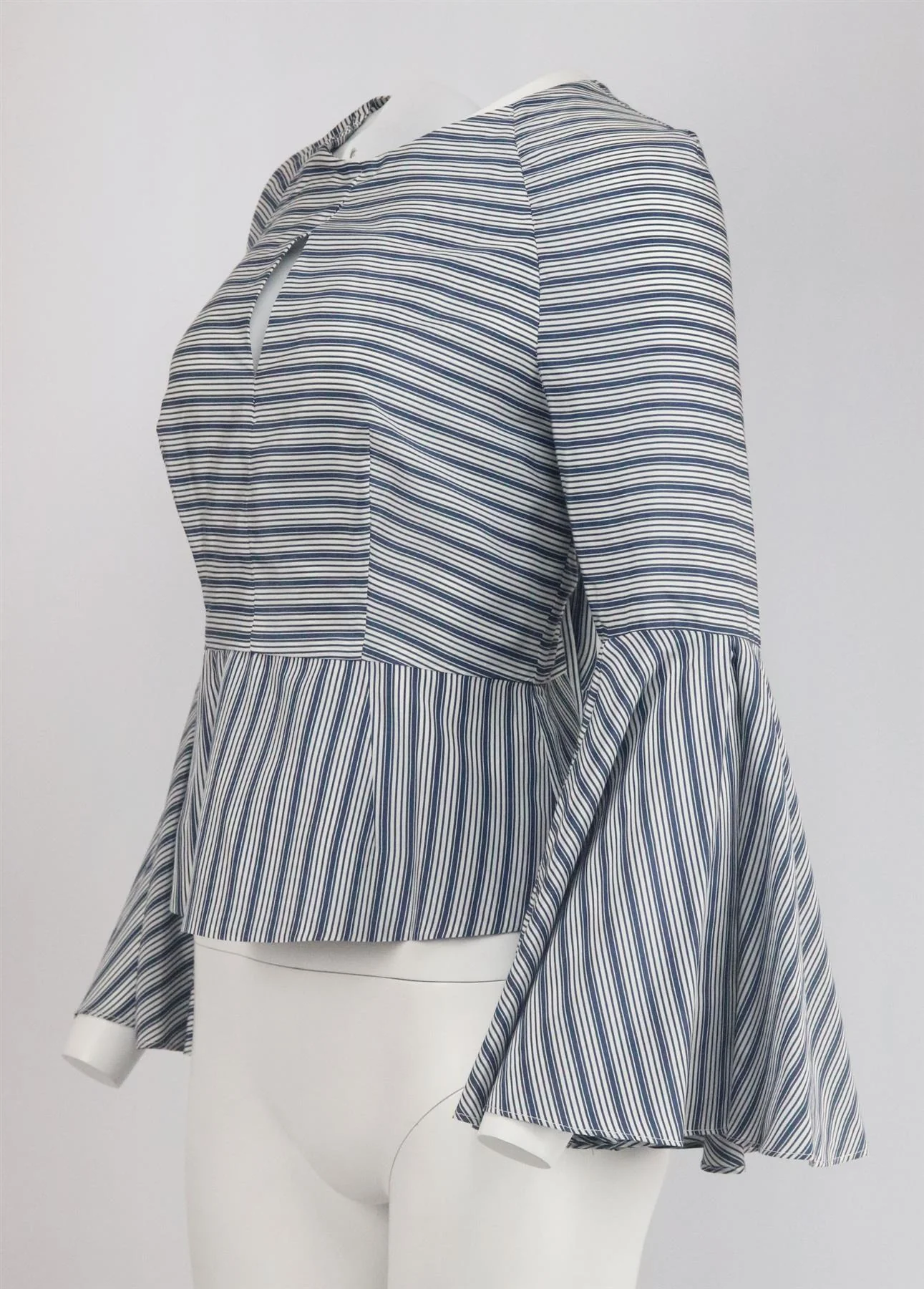 MILLY FLUTED STRIPED COTTON BLEND SHIRT US 10 UK 14 - Image 3