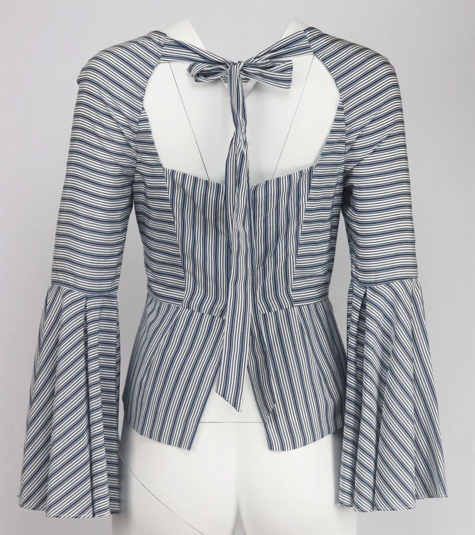 MILLY FLUTED STRIPED COTTON BLEND SHIRT US 10 UK 14 - Image 4