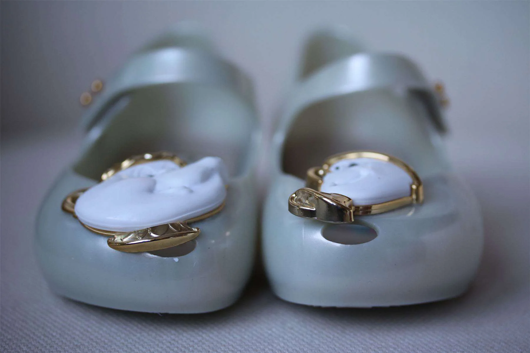 MINI MELISSA BEAUTY & THE BEAST PEARL WHITE JELLY SHOES EU 27 UK 9 - Image 2