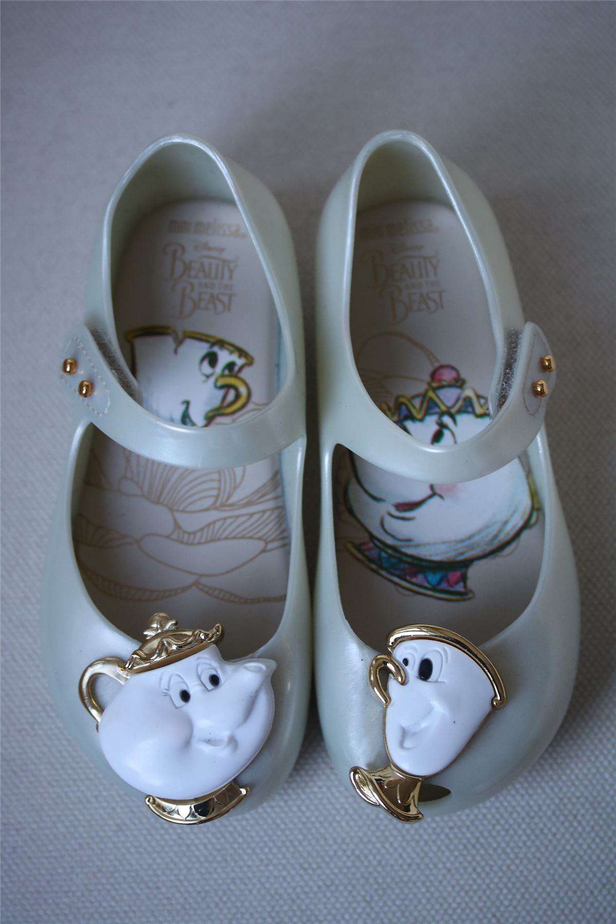 MINI MELISSA BEAUTY & THE BEAST PEARL WHITE JELLY SHOES EU 27 UK 9 - Image 3