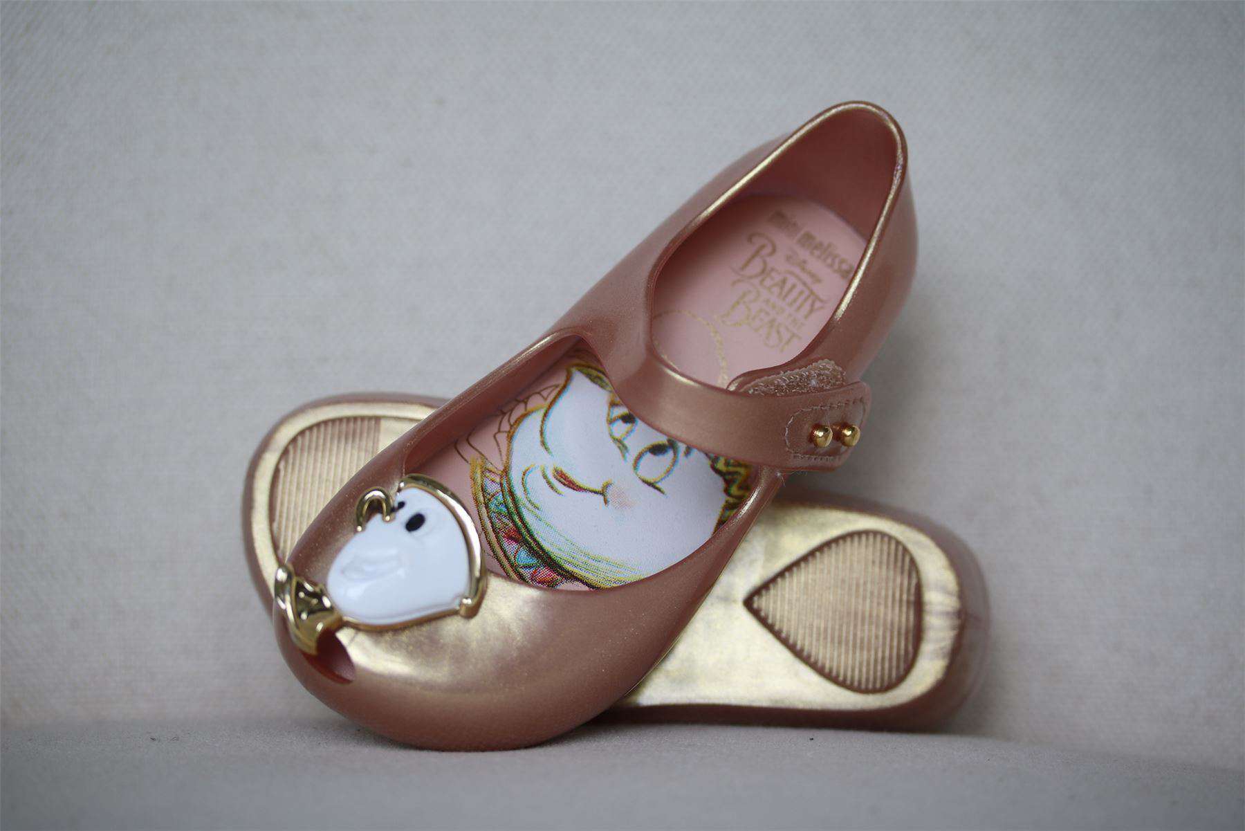 MINI MELISSA GIRLS BEAUTY & THE BEAST ROSE GOLD JELLY SHOES EU 24 UK 7 - Image 4