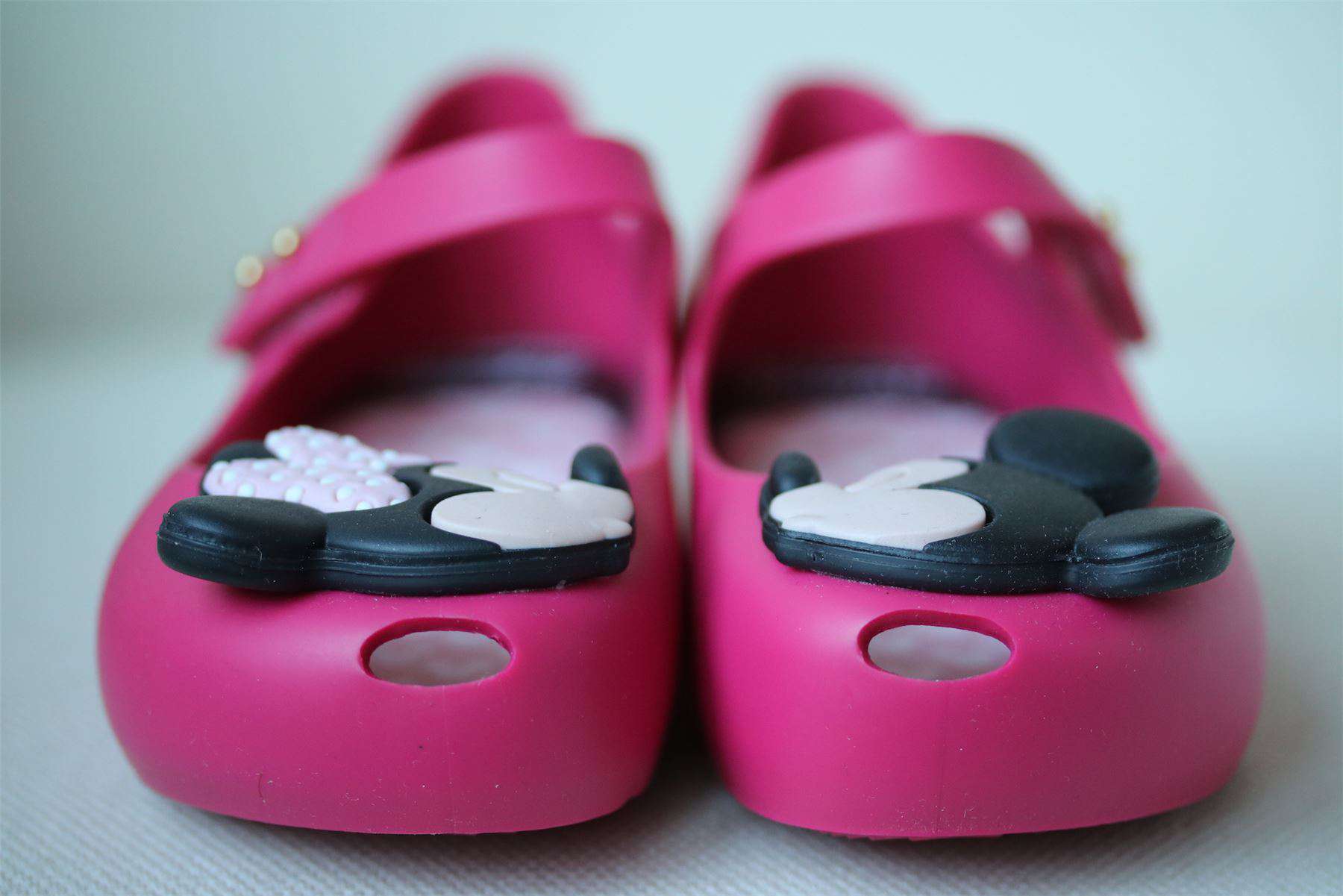 MINI MELISSA GIRLS BRIGHT PINK MINNIE MOUSE JELLY SHOES EU 27 UK 9 - Image 3