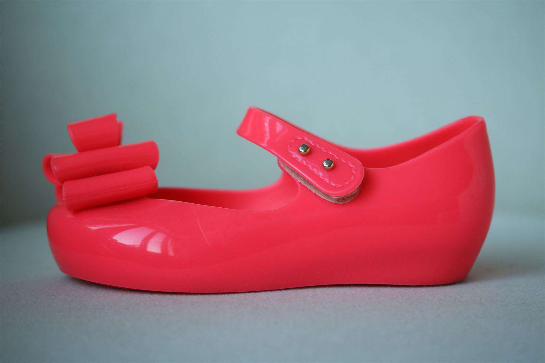 MINI MELISSA GIRLS NEON PINK ULTRAGIRL TRIPLE BOW JELLY SHOES EU 24 UK 7 - Image 2